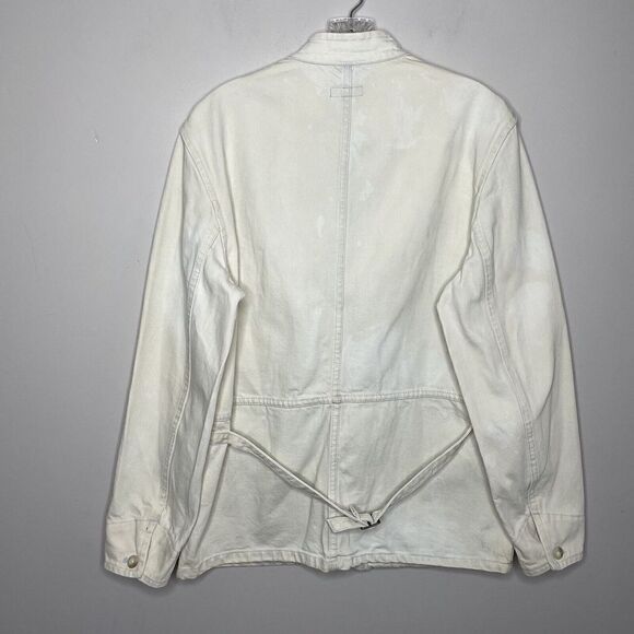 A.P.C. Rue Madame Paris Womens White-Washed Denim Jeans Jacket Button Front Sz M - Picture 3 of 6